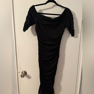 Venus Black Ruched Cocktail Dress